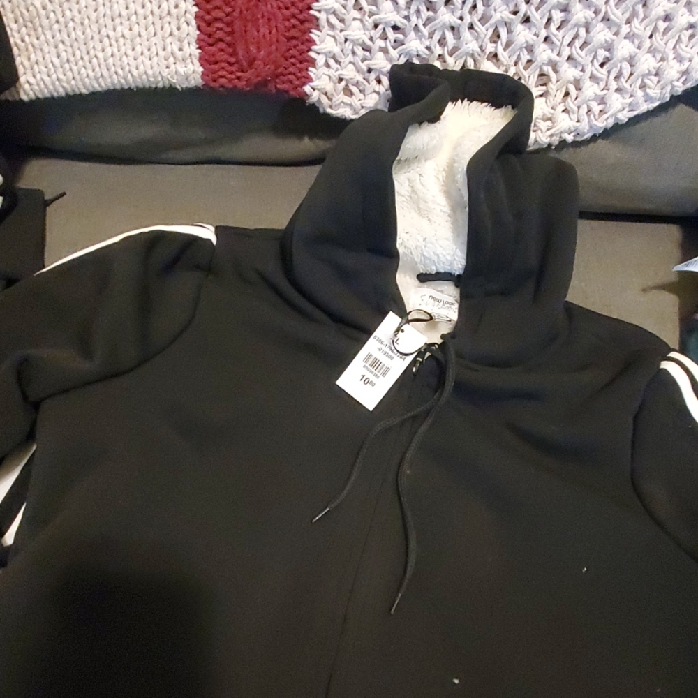 NWT Girls' New Look black fur lined hoodie